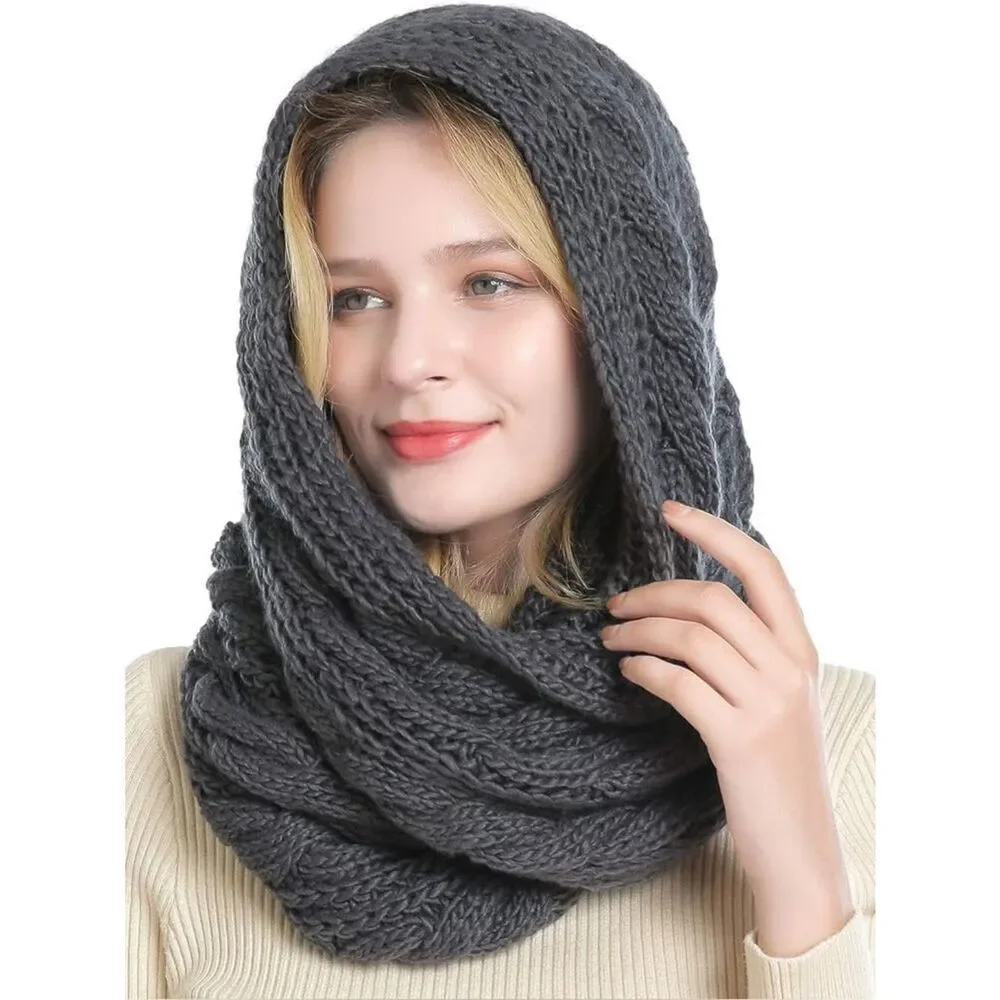 Women's Thick Cable Knit Ribbed Infinity Circle Loop Scarf 100% Acrylic One Size